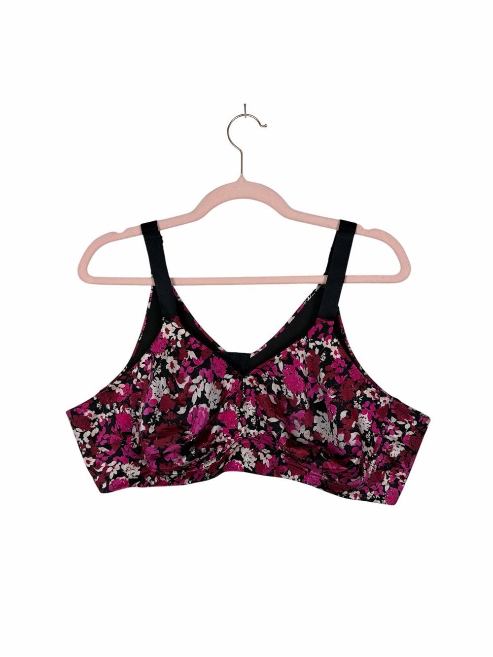 Catherines Intimates 48B Floral Pink Black Full Coverage Plus Size Support Bra